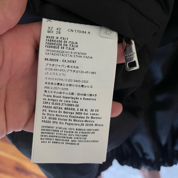 PRADA Reversible Cropped Detachable Feather-trimmed Denim And Nylon Jacket - Picture 6 of 11